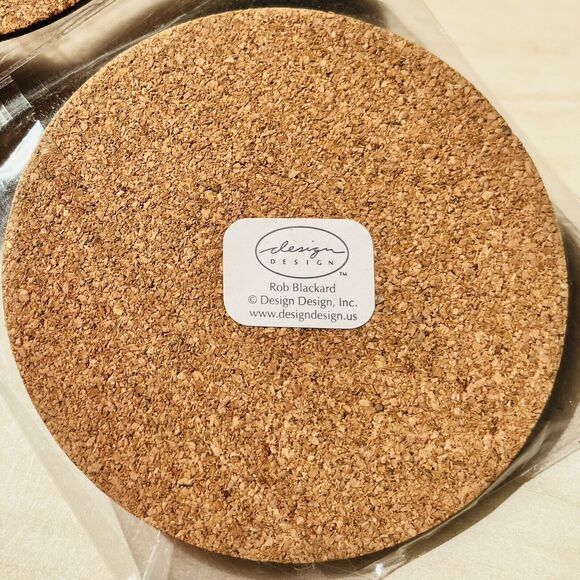 VTG Design Design Coasters Laminated/Cork Bottom Set of 4 Graphics Barware 3.75” - Picture 5 of 5